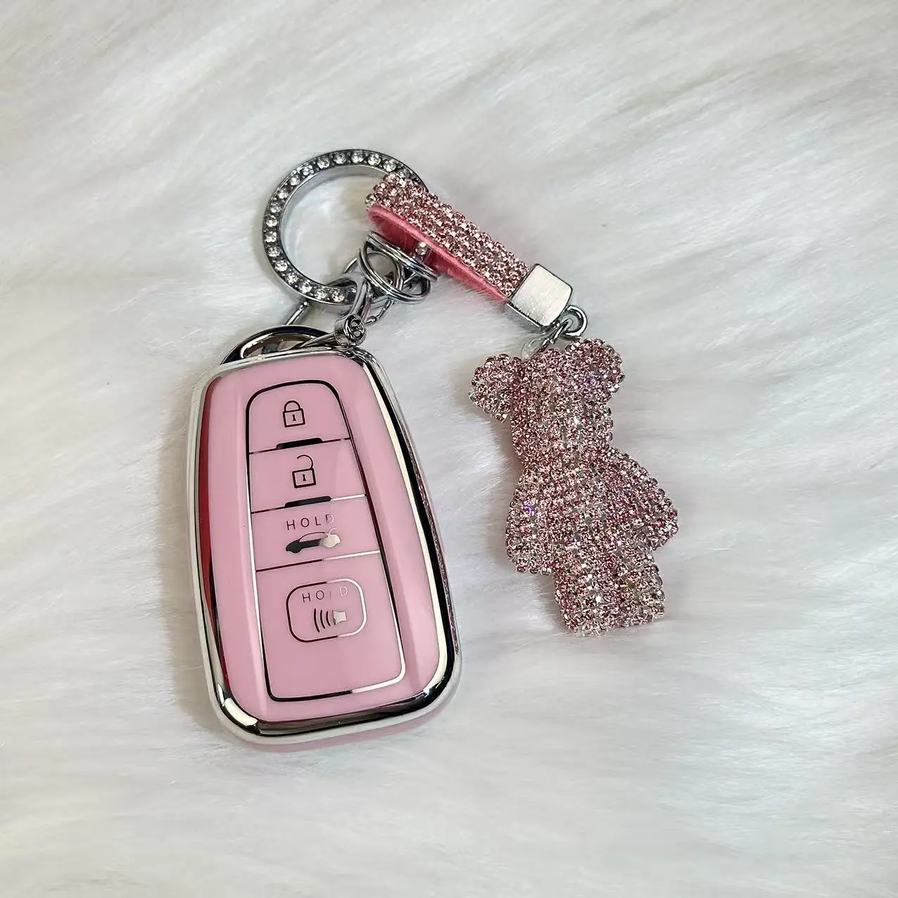 For Toyota Key Fob Cover with Keychain,Special Soft TPU Key Case Protector for 2019-2025 RAV4 2020-2022 Highlander Corolla Prius,2018-2024 Camry Avalon C-HR GT86