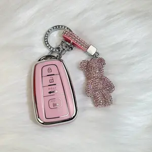 For Toyota Key Fob Cover with Keychain,Special Soft TPU Key Case Protector for 2019-2025 RAV4 2020-2022 Highlander Corolla Prius,2018-2024 Camry Avalon C-HR GT86