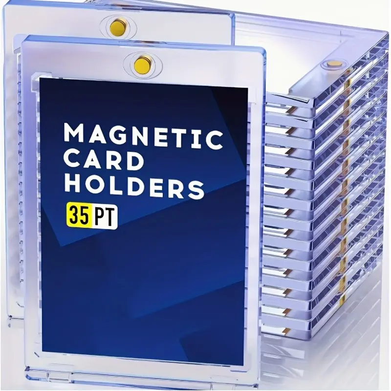 10 Piece Clear Magnetic Card Storage Box, Hard Plastic UV Protection Acrylic Card Holder, Top Magnet Closure, Ideal for Baseball Cards, Trading Card Storage, Collector Cards Box, Card Hobby Box, Trade Card Box