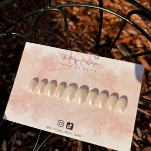 Long lasting White donut frosted hand made press on nails