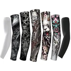 Fake Tattoo Arm Sleeves for Men Women UPF 50 Sun Protection Cooling Arm Cover UV Block Compression Temporary Tattoo Sleeve Summer Outdoor Motorcycle Biker Golf Running Construction Work Cooling Silk Fabric