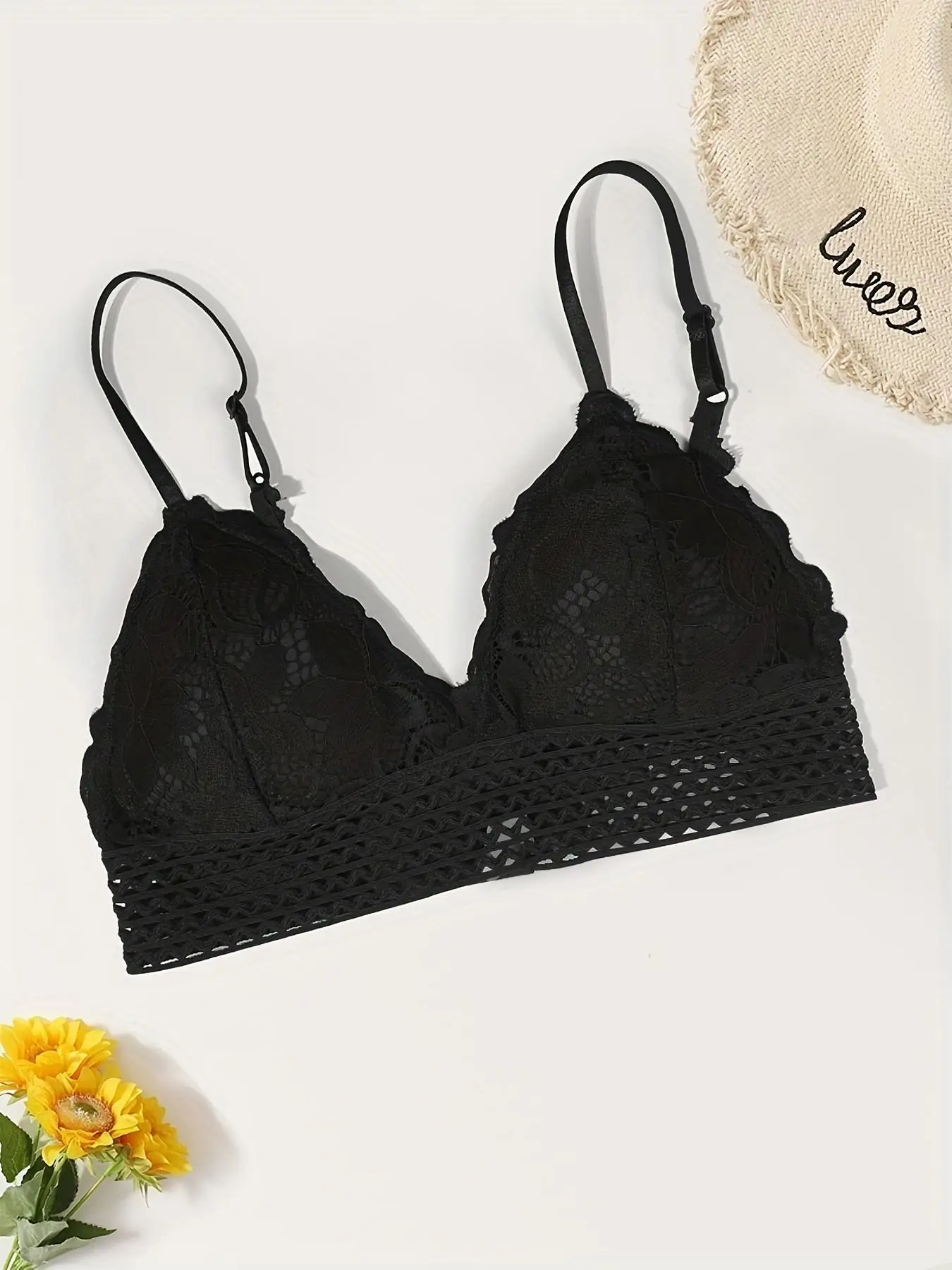 Women's Scallop Trim Lace Push Up Bra, Elegant Comfort Breathable Bralette for Daily Wear, Lady Lingerie Top for All Seasons, Womenswear