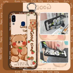 Wristband Cartoon Phone Case For Samsung Galaxy A20E/Jean2 Lanyard Silicone Dirt-resistant Fashion Design protective Anti-dust Kickstand Cute Shockproof Back Cover Soft case ring