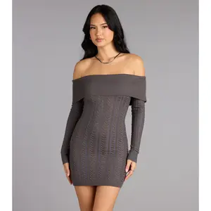 Cozy Allure Cable Knit Mini Dress