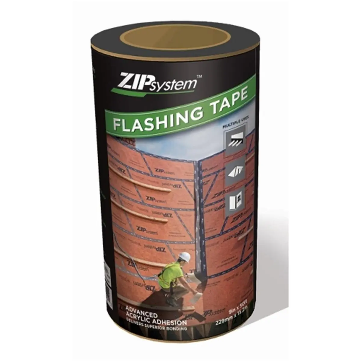 212 MAIN Huber Engineered Woods S-20024 Acrylic Zip System Linered Flashing Tape, 9 in. x 50 ft. Waterproof Roof Tape, Bond Seal Solution for DIY Roof Sealing Projects