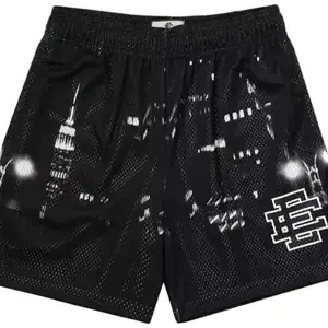 Erick Emanuel Shorts Basic Shorts with Cityscape Print and Logo Detail for Men
