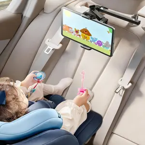 Car Headrest Phone Tablet Holder 360° Rotating Extension Arm for Phone iPad Pro Air Mini Galaxy Foldable Design Universal Travel Must Have for Kids Universal Smartphone Holder Car Phone Mount New Year Gift