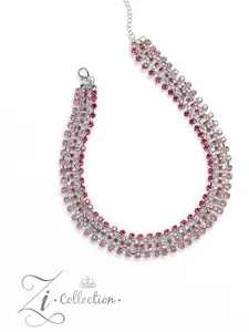 Paparazzi Flirtatious - Zi Collection 2023 - Pink Rhinestone Rows Encircling Necklace Zi Collection