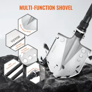 VEVOR Shovel 13 in 1 Camping Shovel Multitool Portable Compact with Compass, Whistle, Glass Breaker & Extension Rods for Durable Outdoor Use VEVOR Shovel 13 in 1 Camping Shovel Multitool Portable Compact with Compass, Whistle, Glass Breaker & Extension Rods for Durable Outdoor Use