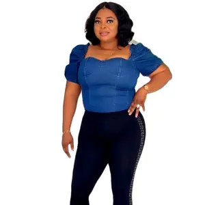 Get it Right Denim Bodysuit Top Plain