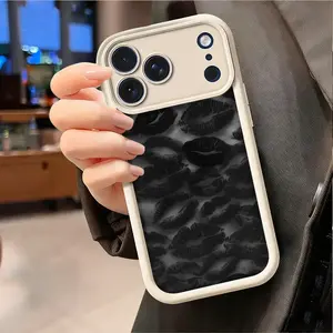 Dark Black Lip Print Pattern Phone case shockproof and drop-proof thickened TPU ,For iPhone 17 AIR 16 PRO 15 PRO MAX 14 PLUS 13 PRO 12 PRO 11 PRO MAX Phone Case Cute Gift Protection Aesthetic Smartphone Casing Cellphone Screen Protector Protective Cover