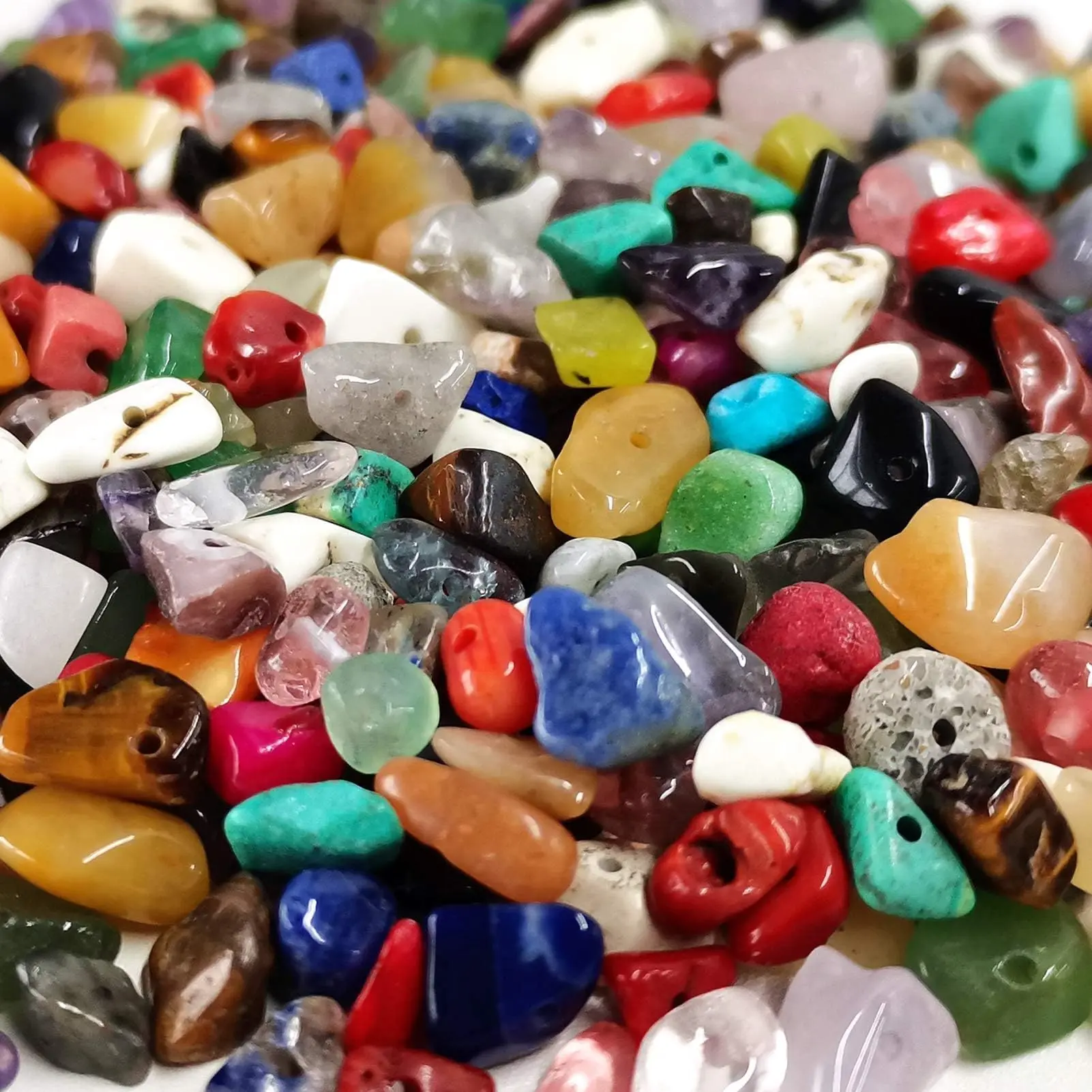 500pcs Natural Chip Stone Beads, Multicolor 5mm-8mm Irregular Gemstone Beads for Jewelry Making