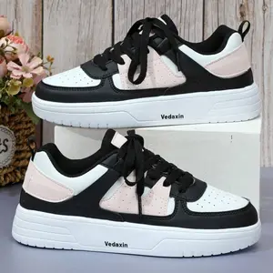 Women's Fashion Platform Sneakers Block Design, Lightweight Daily Indoor Outdoor Shoes