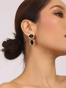 Ladies Earrings Glass Stone Geometric Style Earrings Stainless Steel 18k Gold Plated Waterproof And Anti Allergy Jewelry Luxurious And Fashionable Essential Accessories For Attending Dinner Parties