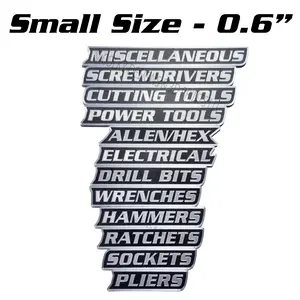 ColKy Designs - Small 0.6" - 12 Pack Magnetic Tool Box Label Badges – Essentials Set – High Quality 3D Printed Labels Badges and Emblems for Metal Cabinets, Drawers, Tool Chests, organization Decor Plastic Gift