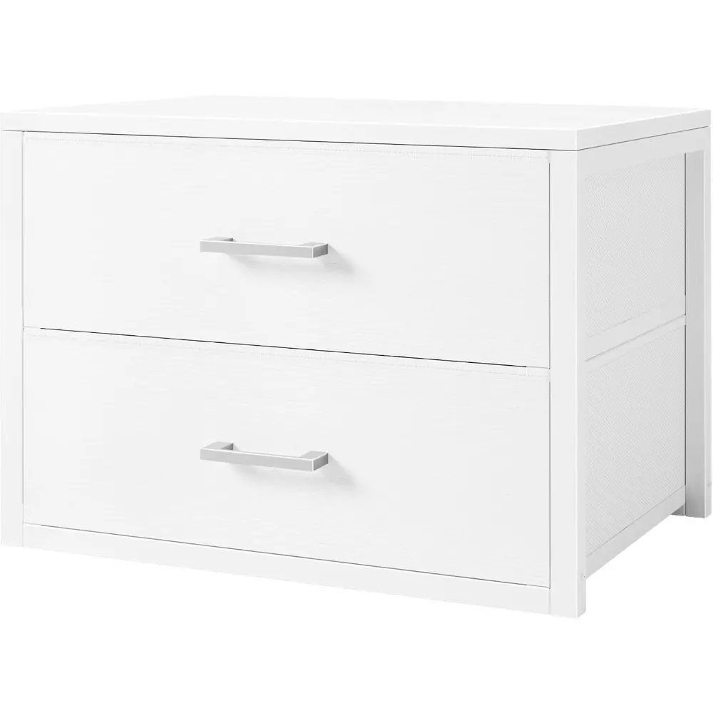 Modern 2-Drawer White Fabric Stackable Storage Drawers - Space Saving Vertical Dresser for Bedroom, Small Closet Organization & Home Office (Home Organizer, Storage Holder & Rack)