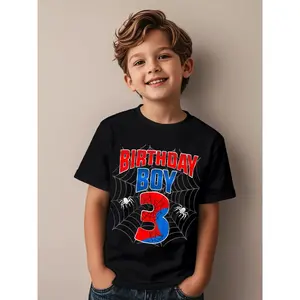 Spider Web Three 3 Years Old It's My 3rd Birthday Funny Aesthetic Graphic Kid T-Shirt Fashion Kid T Shirts Trending Tees Tops for Kid