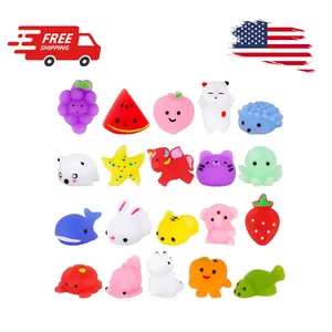 20 Pack Mochi Squishy Toys Set, Mini Animals and Fruits Squishies Fidget Toys