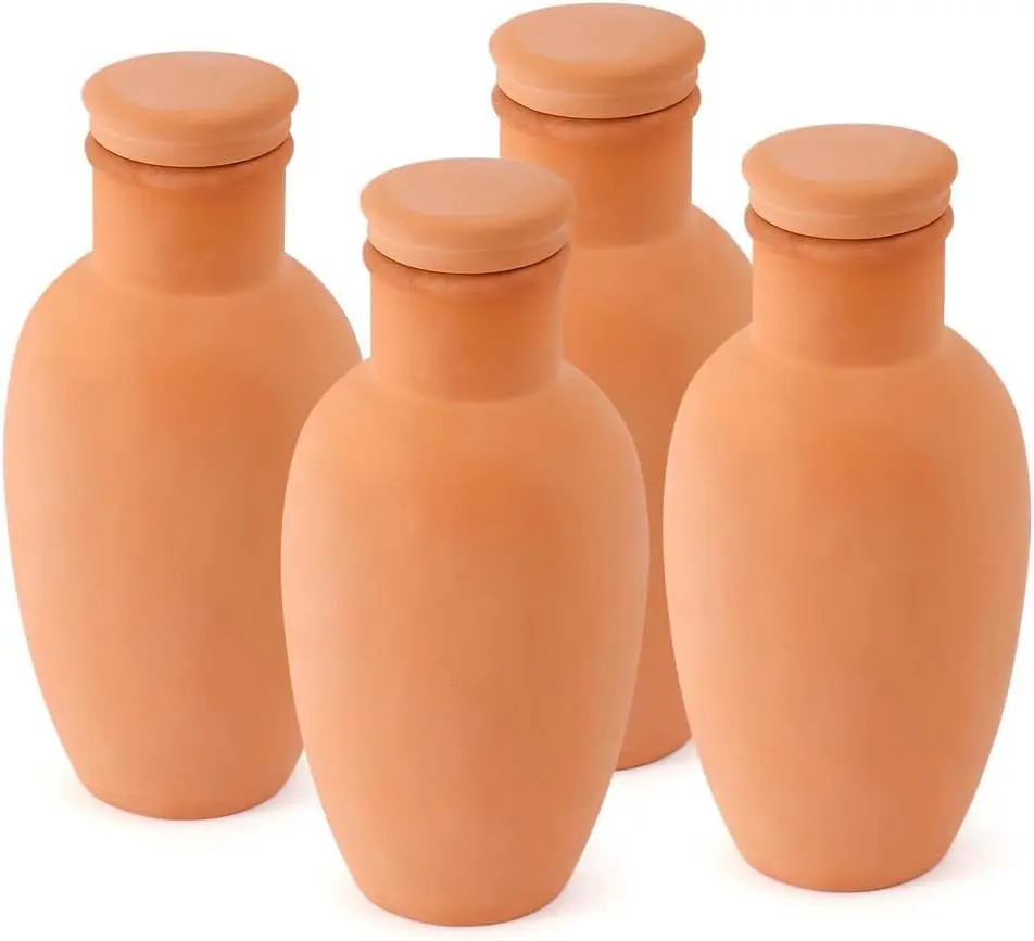 4 count Ollas 3.13.16inch Terracotta Watering Pots Terracotta Self Watering Planter Insert Self Watering Planter with Terra Cotta Clay Irrigation Pots watering system for outdoor  Irrigation