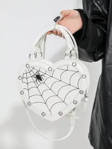 Spider web  creative modeling hand bill of  shoulder messenger bag, niche design heart-shaped rivet shoulder bag, casual daily versatile rivet decorative messenger bag, suitable for daily commuting, shopping and dating.