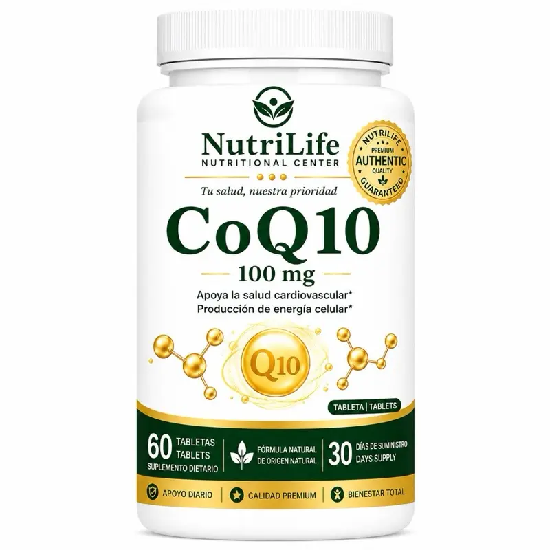 CoQ10 100 mg Herbal Supplement, Heart Support, Cellular Energy Support, 60 Tablets