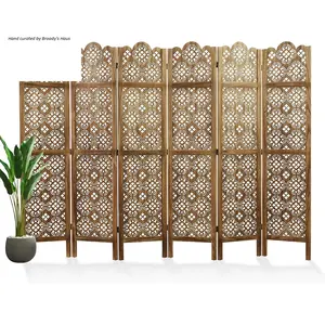 Folding Room Divider Wood Carved Privacy Screens - Ideal Decorative Partition for Home, Office, Restaurant, Bedroom