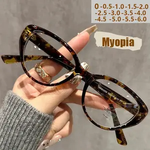 New Retro Cat Eye Black Frame Flat Light Mirror Anti-blue Light Myopia Glasses Small Face Women's Glasses Frame 9027