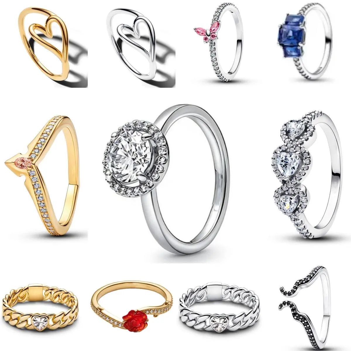 New Pink Butterfly Women Finger Ring Simply Heart wedding ring DIY jewelry gift for women Party