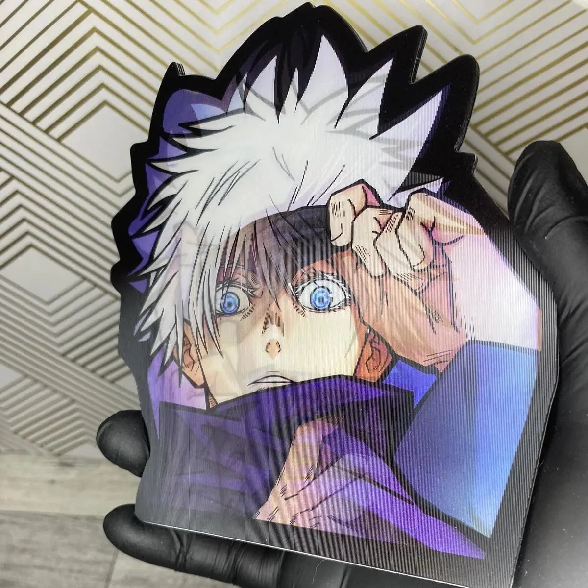 Jujutsu Kaisen Gojo Satoru Eyes 3D Lenticular Motion Vinyl Decal Peeker - Illusion Vehicle Sticker, Car Window Stickers, Cars Accessories for Exterior Decoration