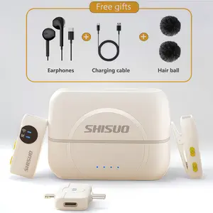 Wireless Lavalier   iPhone & Type-C Phones, Dual Clip-On Mini Mic with Noise Reduction, Portable Lapel   Video Recording, Interview, Live Streaming & Vlog microphone for