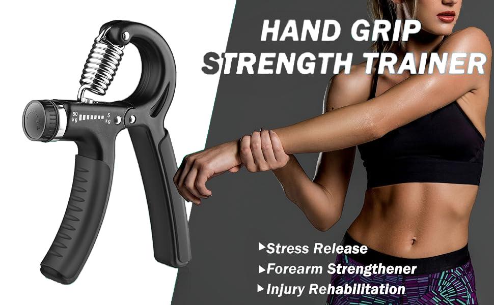 Adjustable Hand Grip Strengthener 5–60kg Mechanical Counter, Forearm Grip Trainer Hand Exerciser for Workou