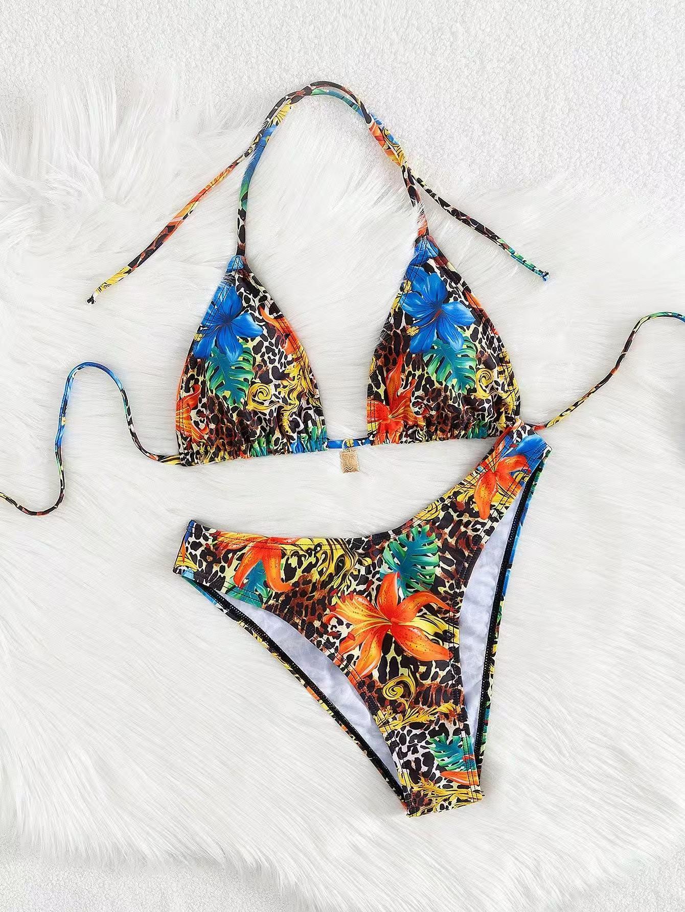 two-piece bikini - tropical, ocean style | suitable for summer beach vacations, hot springs, and water parks | swimsuit