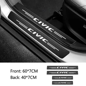 Car Threshold Protective Stickers Door Sill Scuff Plate For Honda Civic Logo Auto Door Entry Pedal Guards Accessories