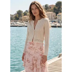 Cami NYC Lilibeth Pointelle Cardigan in Macadamia