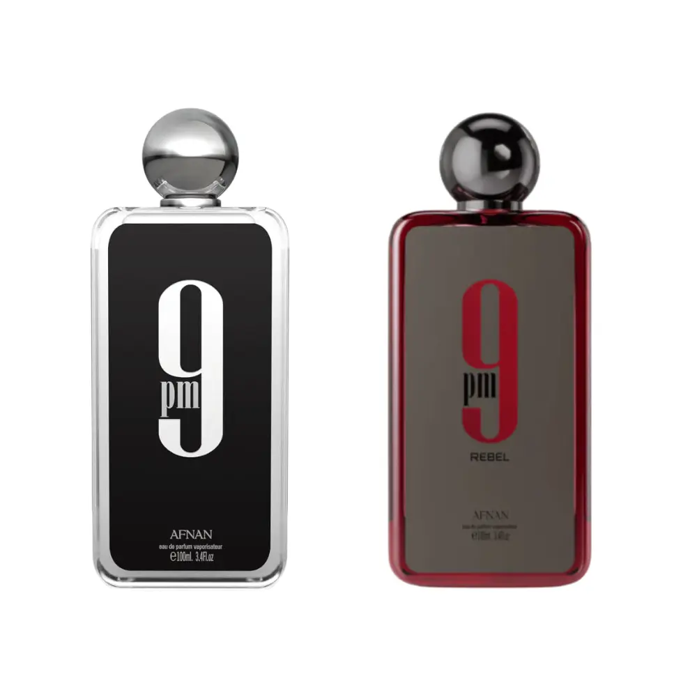 Afnan 9PM Rebel & 9PM Eau de Parfum Bundle - 3.4 oz Each, Men's Fragrance with Confidence, Dynamic, Bold, Elegance, Captivating Notes
