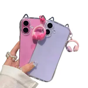 Fashion Clear 3D Cute Cat Ears Phone Case For iPhone 17 Air 16 E 15 14 13 12 11 Pro Max Mini 17 Pro Shockproof Soft TPU Cover