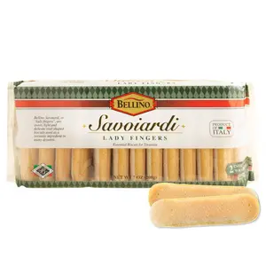 Savoiardi Lady Fingers Biscuits - Authentic Italian Cookies for Tiramisu Cake, Pastry & Bakery Desserts, Coffee Biscuits & Italian Snacks - Non-GMO - 7 Ounce