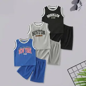 Summer lightweight children's basketball suit, 6-piece set. Digital letter printed basketball vest and shorts for boys and girls. #SummerVibes jerseys and ball pants suit Sport Specific Clothing