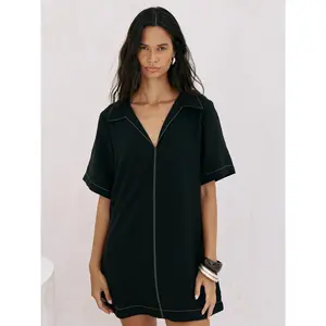 Mae Popover Mini Dress - Black