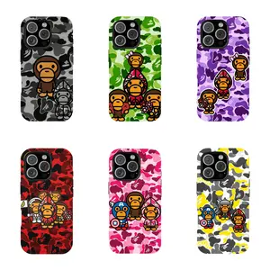 Bape Camo Shockproof Phone Case for iPhone 17 16 15 14 13 12 11 Pro Max Plus & Samsung Galaxy S23 FE S22 S23 – 2-Layer Hard Rubber Impact Protection – Glossy UV Printed Design
