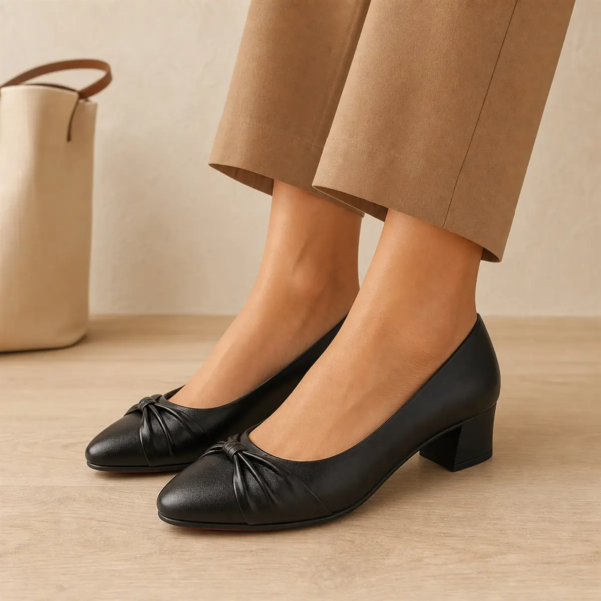 Women's Chunky Heeled Shoes, 1.8-inch heel PU Leather Uniform Dress Shoes, Lightweight Mid Heel Platform, Comfortable Professional Work Shoes Footwear Girl Elegant