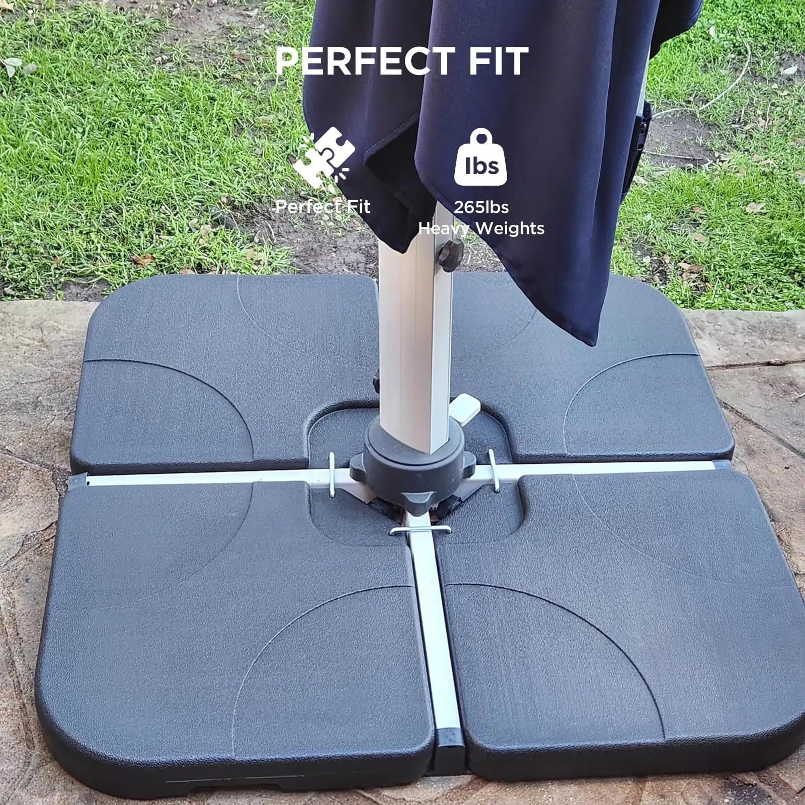【Umbrella Base】Heavy Duty Patio Umbrella Base Collection, 80-160-221LBS Water & Sand Fillable Base with Lockable Wheels, High-Density HDPE Weights for Outdoor Market Umbrella (H11/H12/H13/H14/H16/H17, Round & Square)