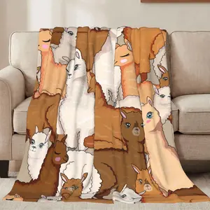 Cute Alpacas Throw Blankets All Season Ultra Soft Warm Llama Fleece Blanket for Home Bed Sofa Couch Chair Outdoor Travel Camping 50x40 Inch