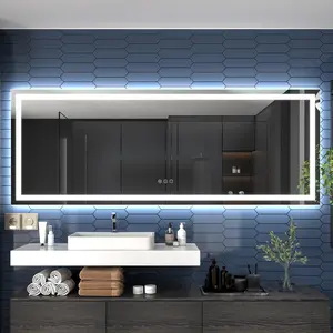 96" W x 36" H LED Bathroom Large Light Led Mirror,Anti Fog,Dimmable,Dual Lighting Mode,Tempered Glass|Apex
