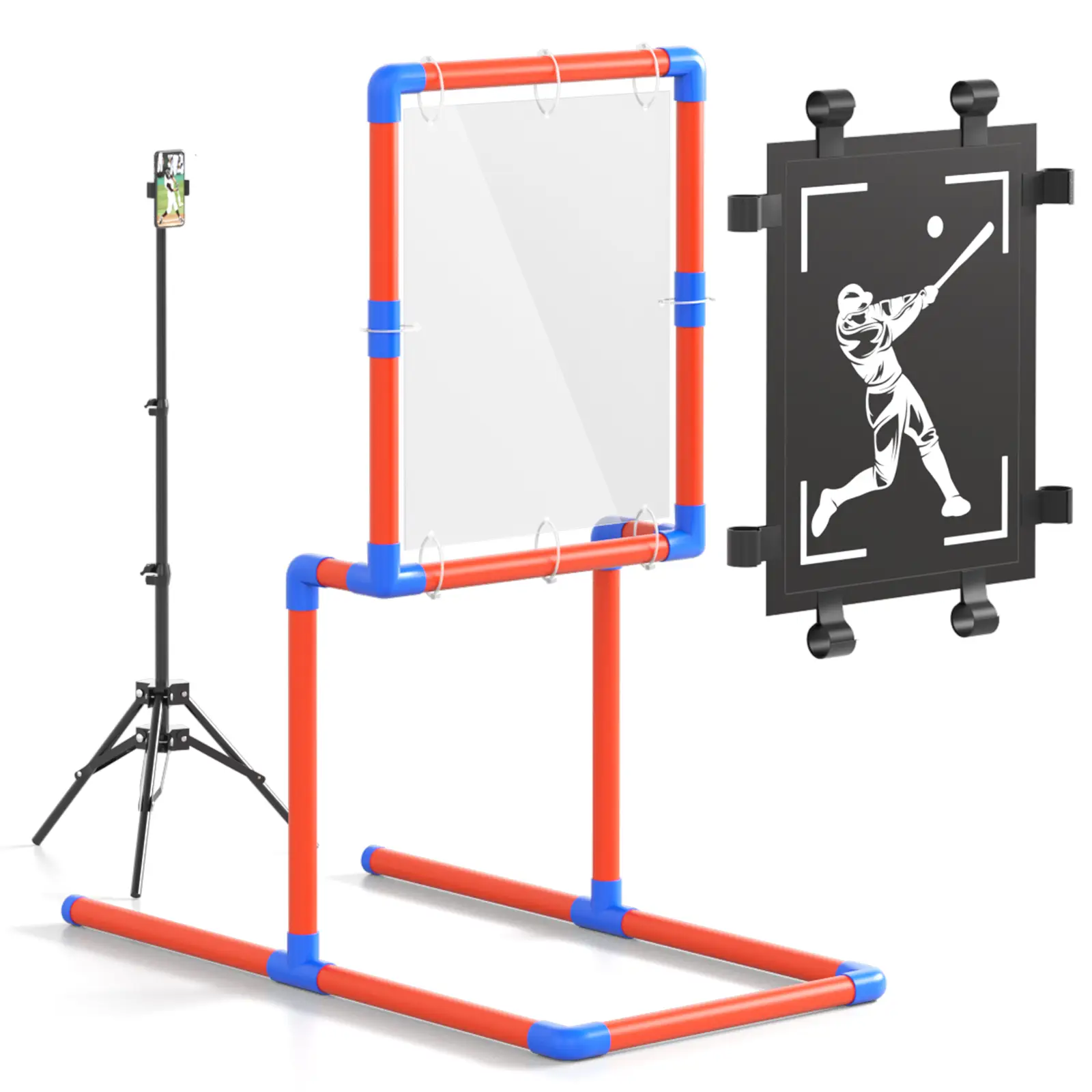Joxpring Baseball Strike Zone Target - Interchangeable Transparent Or Fabric Targets,Sturdy PVC Frame, Adjustable Tripod Stand, Ideal for Plastic Ball