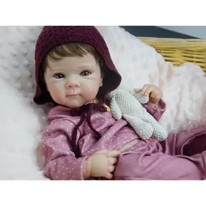 Lifelike Adorable 18" Newborn Baby Dolls Full Body Vinyl Girl Poseable Chubby Real Life Baby Hand-Rooted Hair Nice Gift