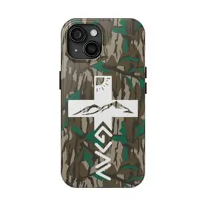 Mossy Oak Greenleaf Small Pattern God is Greater Camo Tough iPhone Case 17 16 15 14 13 12 11