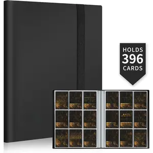 BASIC SUPPLY Basics Card Binder 9 Pocket, 396 Pockets Trading Card Binder, Premium Collector Card Album For Standard Cards, Side Loading Card Collection Folder For MTG, TCG, Game Cards, Sport Cards, Black Rod Sleeves