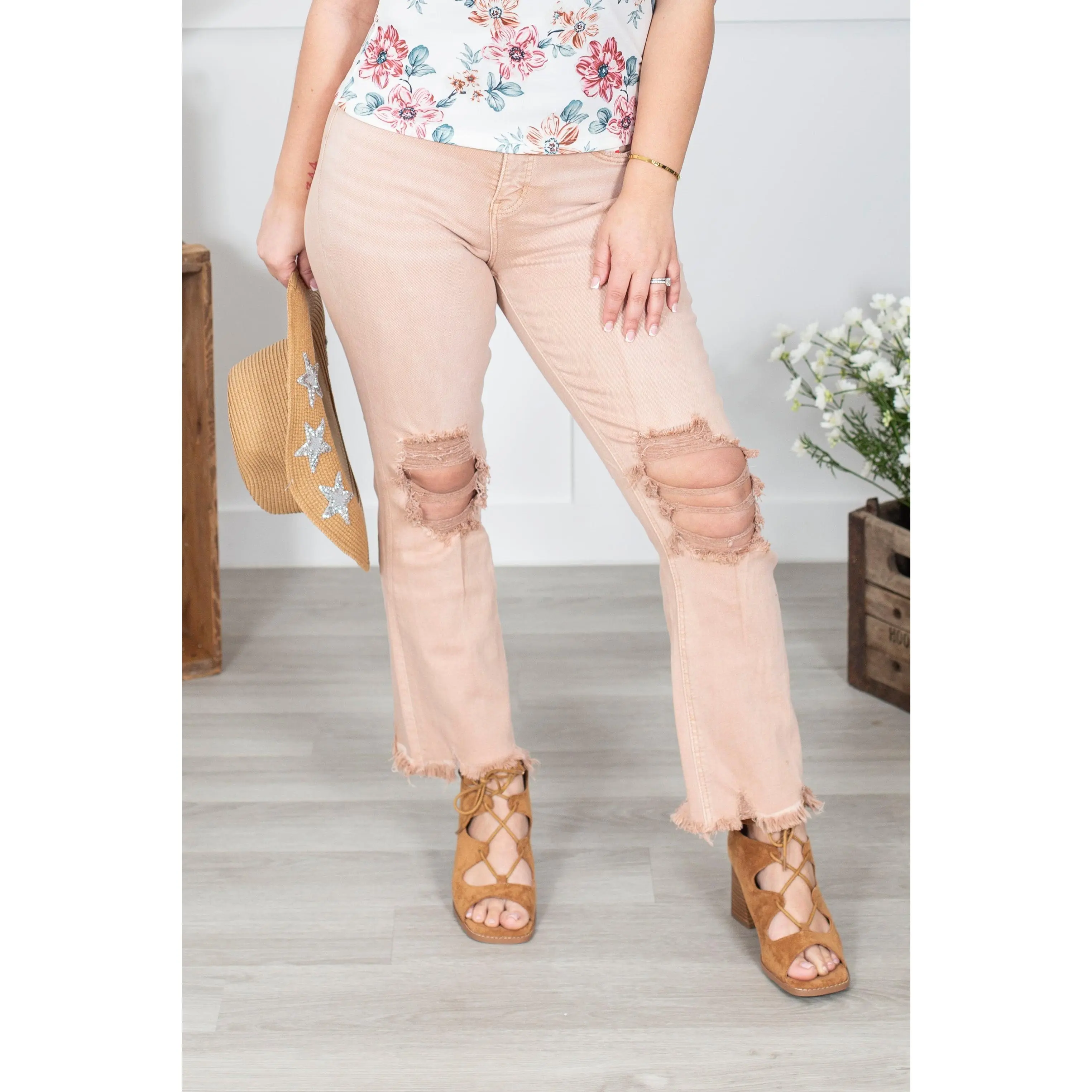 Women's Kali Tummy Control Lovervet Jeans, Cotton-Polyester-Spandex Bottom, Cameo Rose, Fit