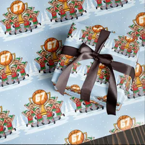 Funny 67 Christmas Wrapping Paper, Santa Meme Gift Wrap for Kids, Sport Basketball Elf Holiday Gift Wrap Roll, Hilarious Christmas Gift Idea